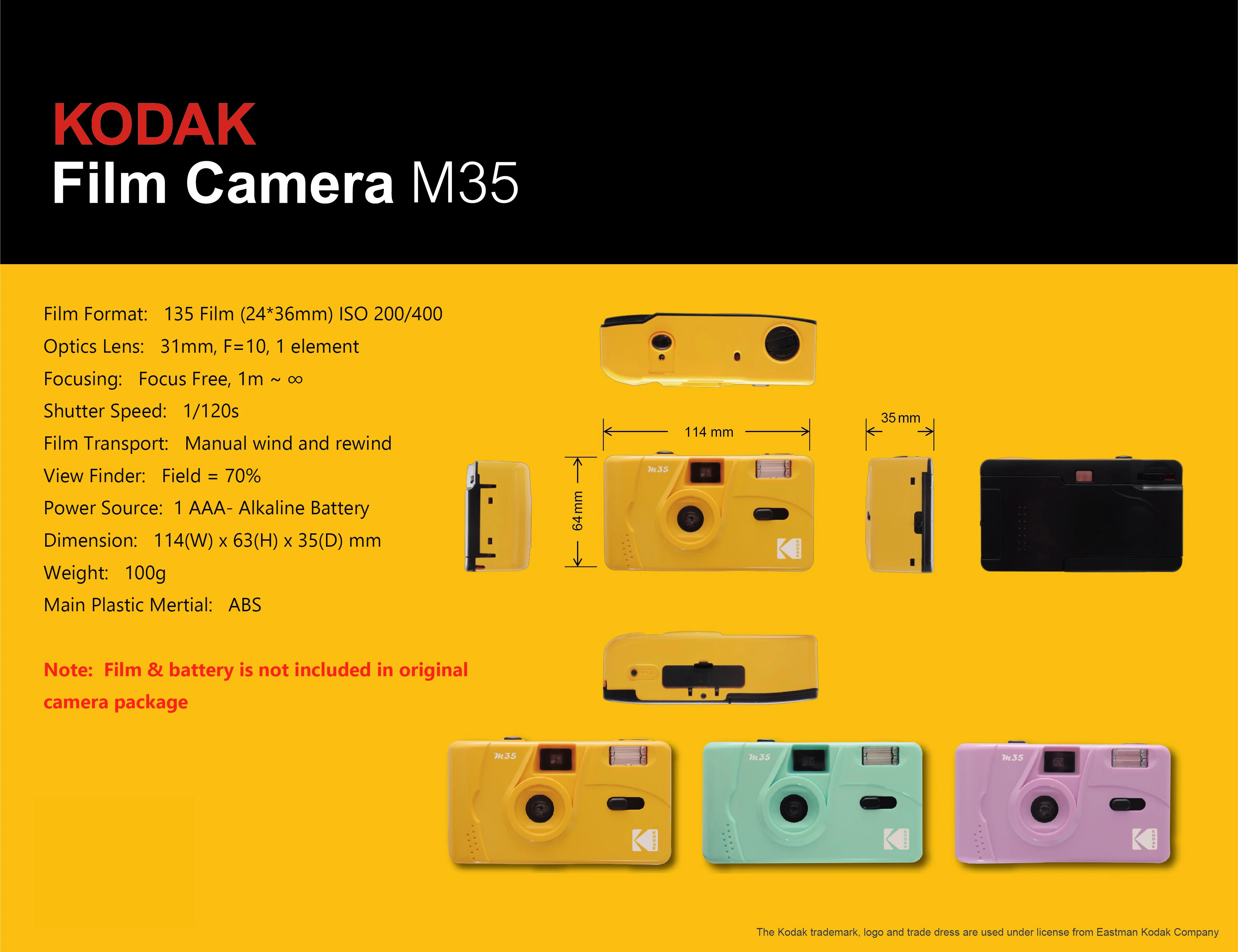 KODAK M35 Vintage Retro 35mm Reutilizáveis Câmera de Filme Colorido não-descartáveis film máquina com função flash repetibilidade 3