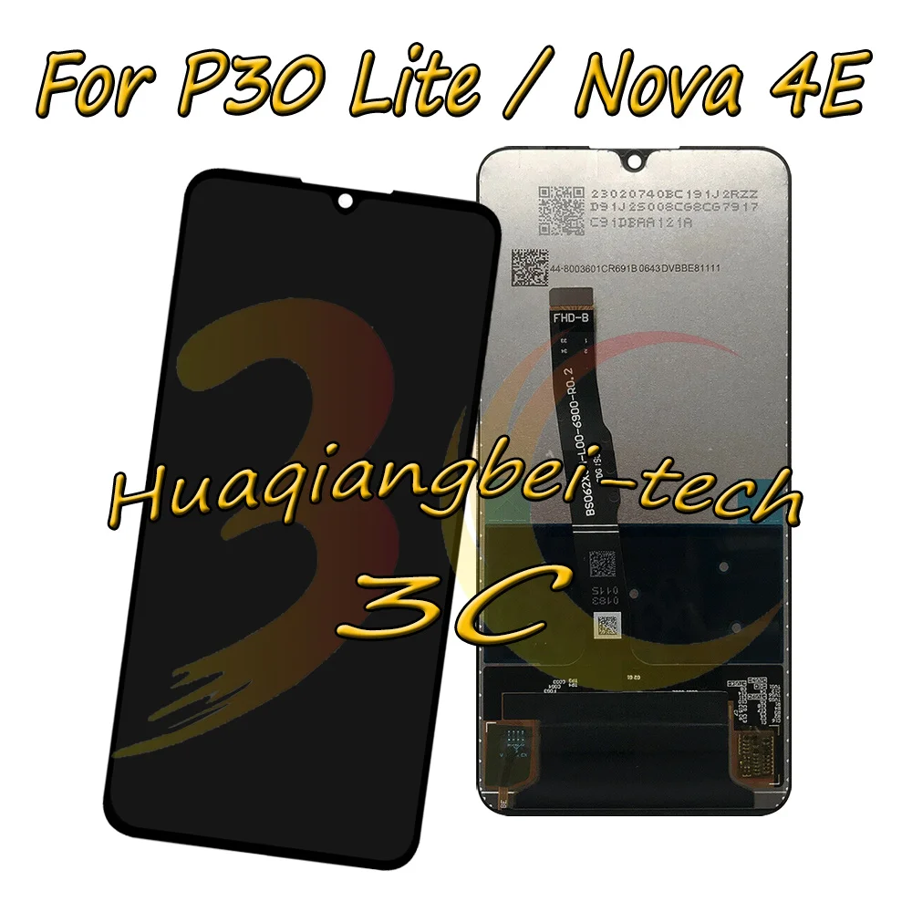 Original Para Huawei P30 Lite / Nova 4E MAR-LX1M MAR-LX1J MAR-AL00 MAR-TL00 DIsplay LCD + Touch Screen Digitalizador Assembly + Quadro