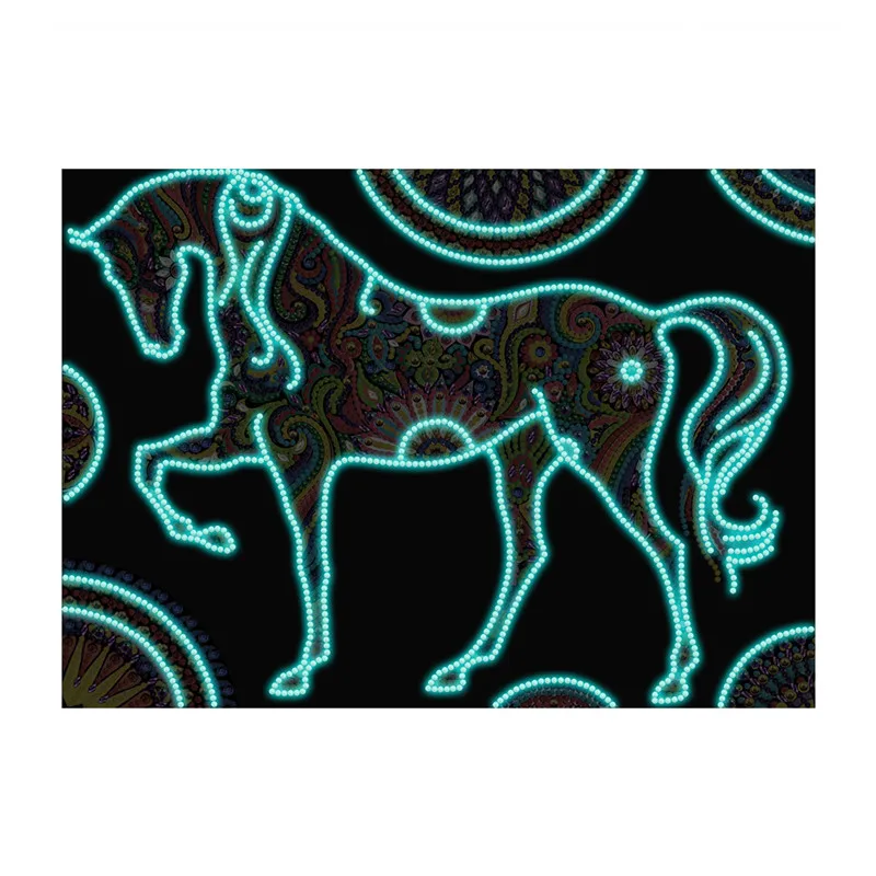 5D Cavalo Luminosa DIY Diamante Pintura, Ponto Cruz Kit de Bordado da Imagem em Mosaico De Strass Decoração de Casa de imagens de artesanato de brinquedos 2