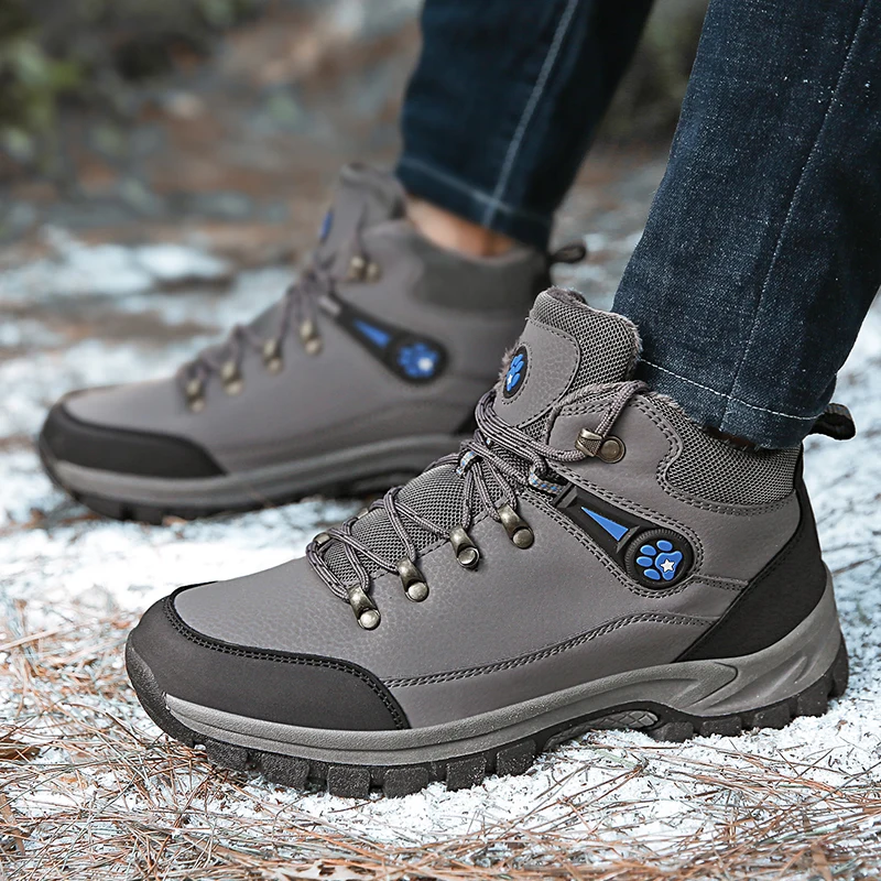 Homens Caminhadas Sapatos De Couro Impermeável Sapatos De Escalada & Pesca Sapatos Novos Popular Exterior Sapatos De Homem De Topo Botas De Inverno Grande