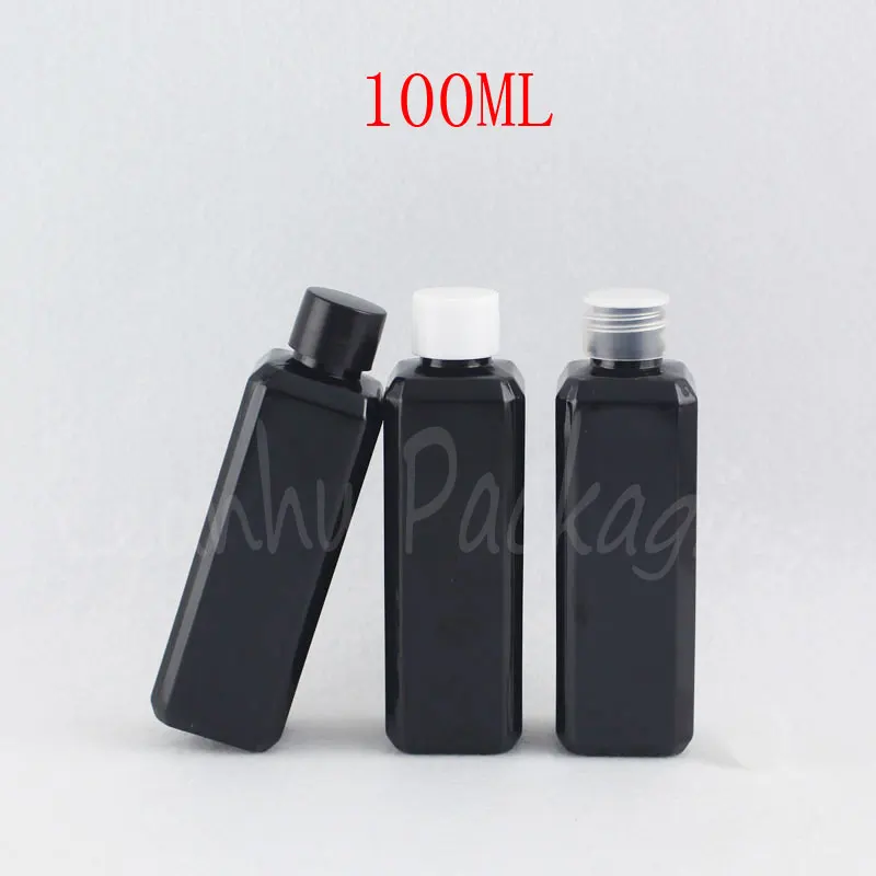 100ML Quadrado Preto Garrafa de Plástico , 100CC Vazio Cosmético , Shampoo, Loção de Viagem Embalagem Frasco ( 50 PC/Lote )