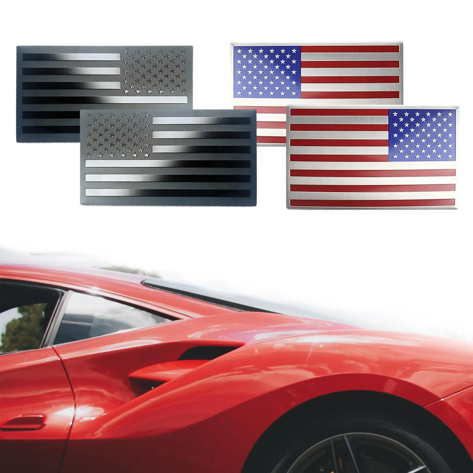 2 Peças Bandeira De Carro Patriótica Adesivos Adesivos De Metal Universal Profissional 5