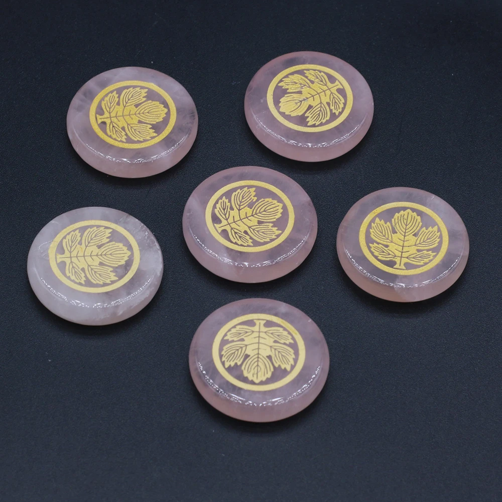 6Pcs Moda Contas Redondas de Pedra Natural Quartzo Rosa Aura de Cura Religiosa Maple Leaf Pedras preciosas para Unisex Encantos Jóias Presentes 2