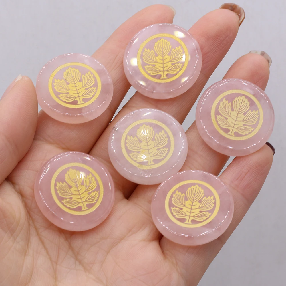 6Pcs Moda Contas Redondas de Pedra Natural Quartzo Rosa Aura de Cura Religiosa Maple Leaf Pedras preciosas para Unisex Encantos Jóias Presentes 3
