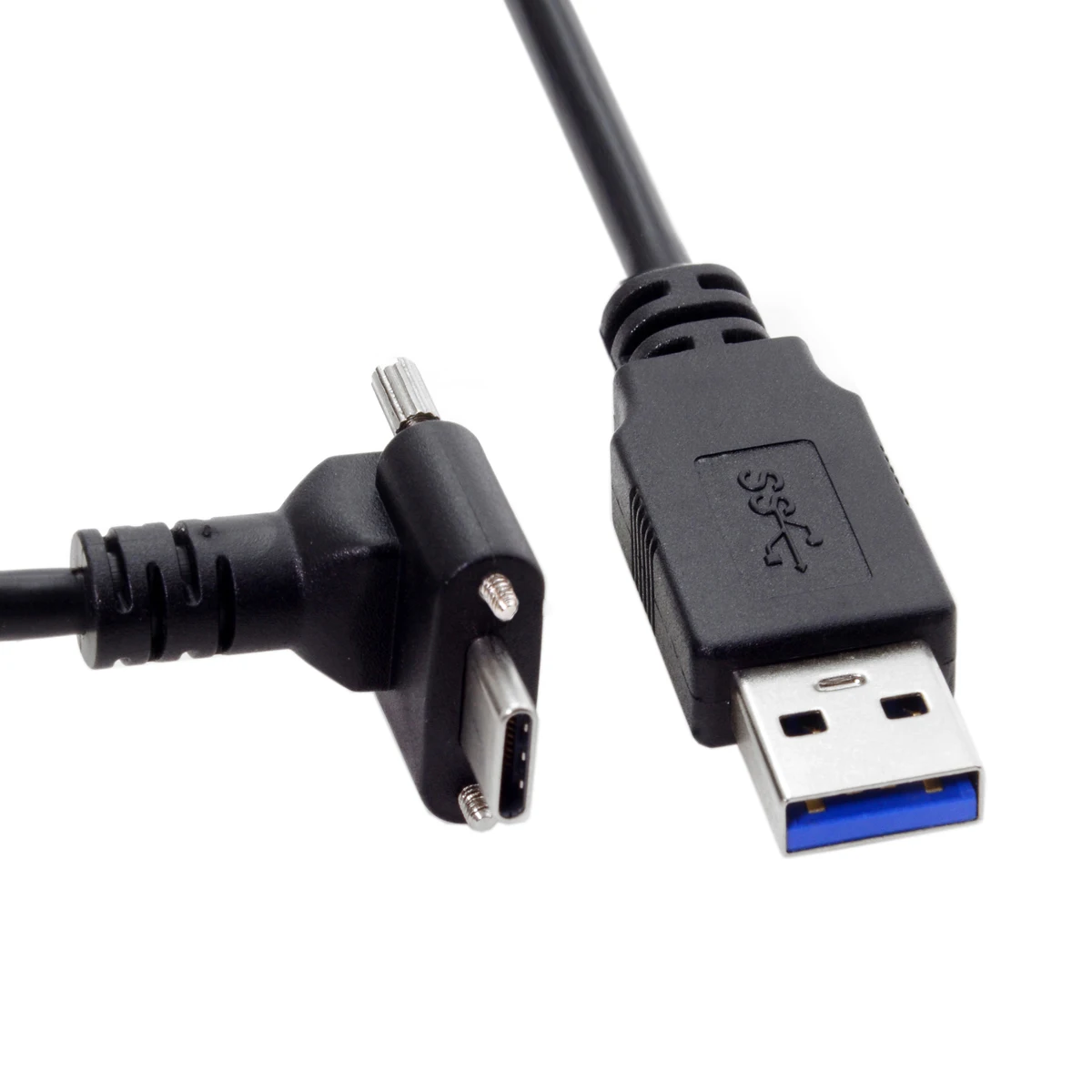 CY para Baixo para Cima em Ângulo USB 3.1-Tipo C Duplo Parafuso de Bloqueio Padrão USB3.0 Cabo de Dados 90 Graus para a Câmera