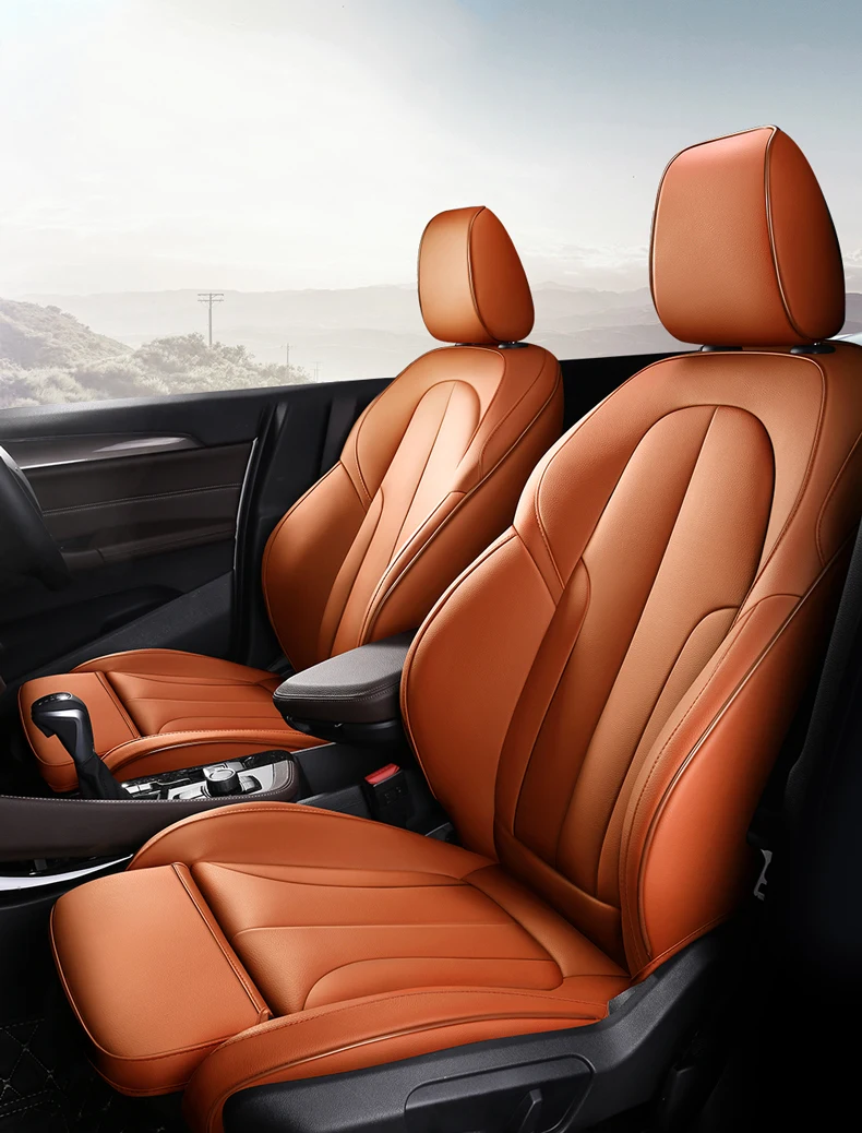 carro personalizado tampa de assento definido para carros de couro para o automóvel BMW X1 Acessórios do carro Tampa do Assento de Carros Almofadas, Protetores de produtos para automóveis