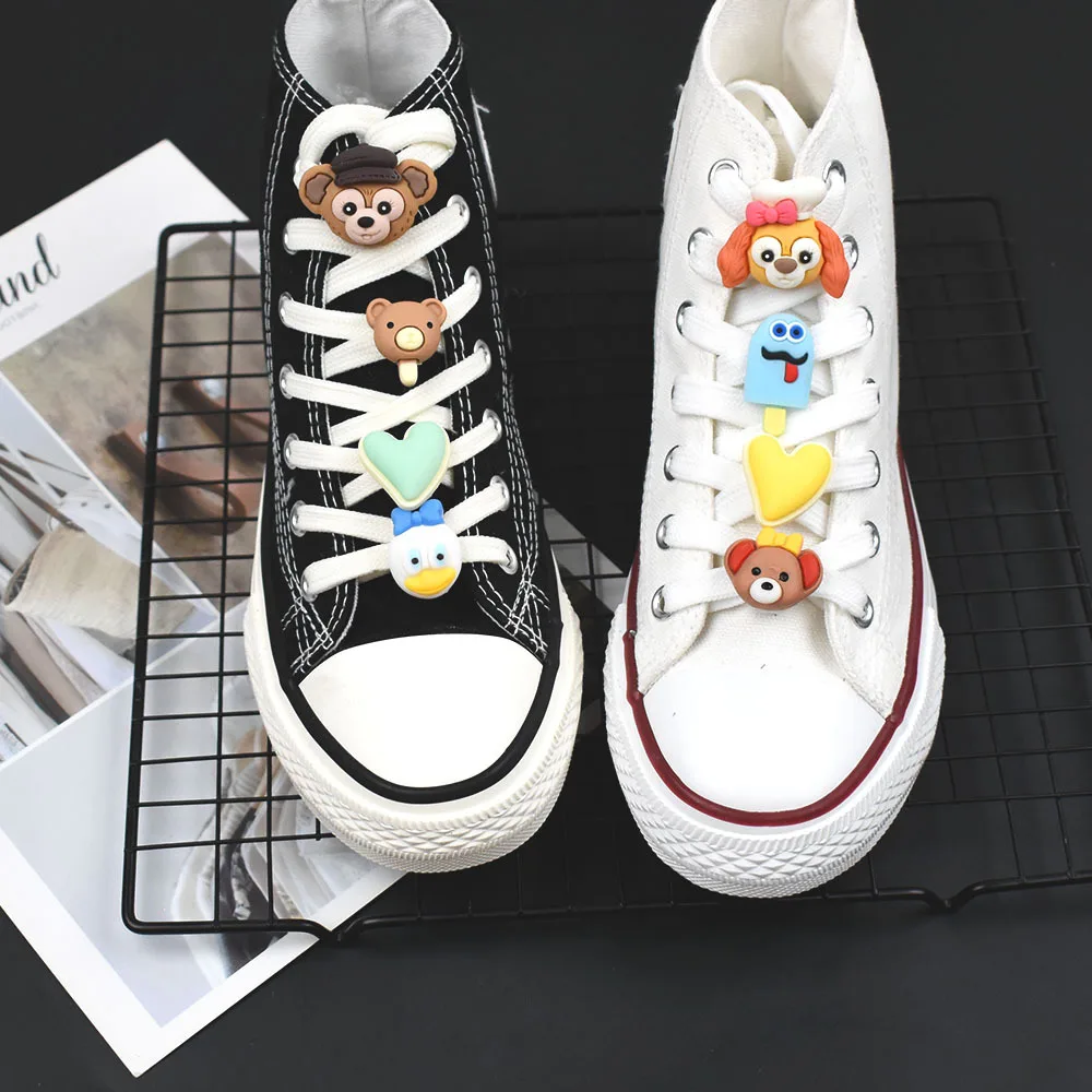 Animais dos desenhos animados do Esporte Cordões de sapatos de Decorações de Mulheres Tênis, Cadarços Encantos Sapatos de Fivela Decorativa AF1 Acessórios Para Meninas