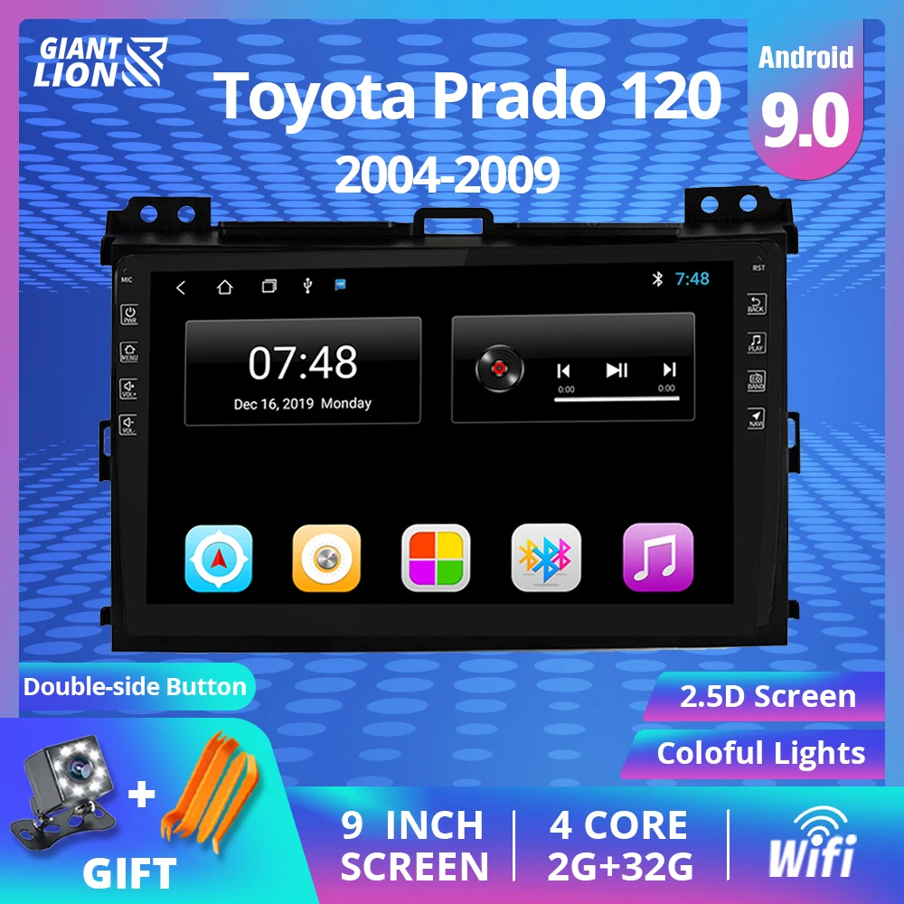 9 polegadas IPS 2.5 D Android 9.0 RAM 2G ROM 32G auto-Rádio Multimídia Para Toyota Prado 120 2004-2009 Carro Autoradio de Navegação GPS DVD