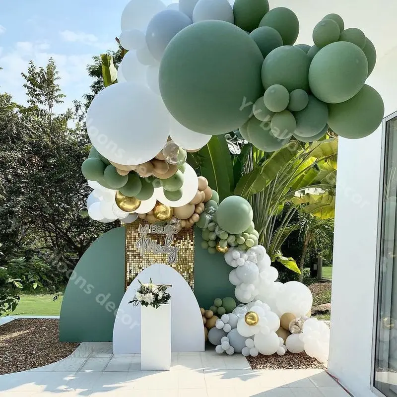 Sage Verde Branco do Chuveiro de Bebê Balão Arco Garland Kit de Decoração de Casamento Noivado na Festa de Aniversário da Mãe Dia da Decoração