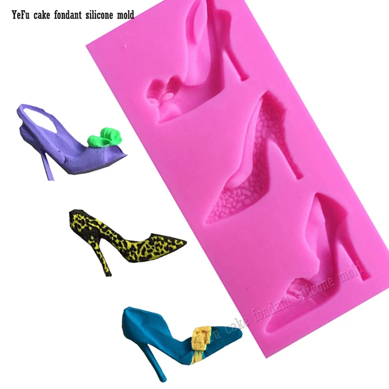 3D Silicone Stilleto de Salto Alto Molde Senhora Sapato Moldes Para Decoração do Bolo de ferramentas de cozimento de confecção do molde F0801
