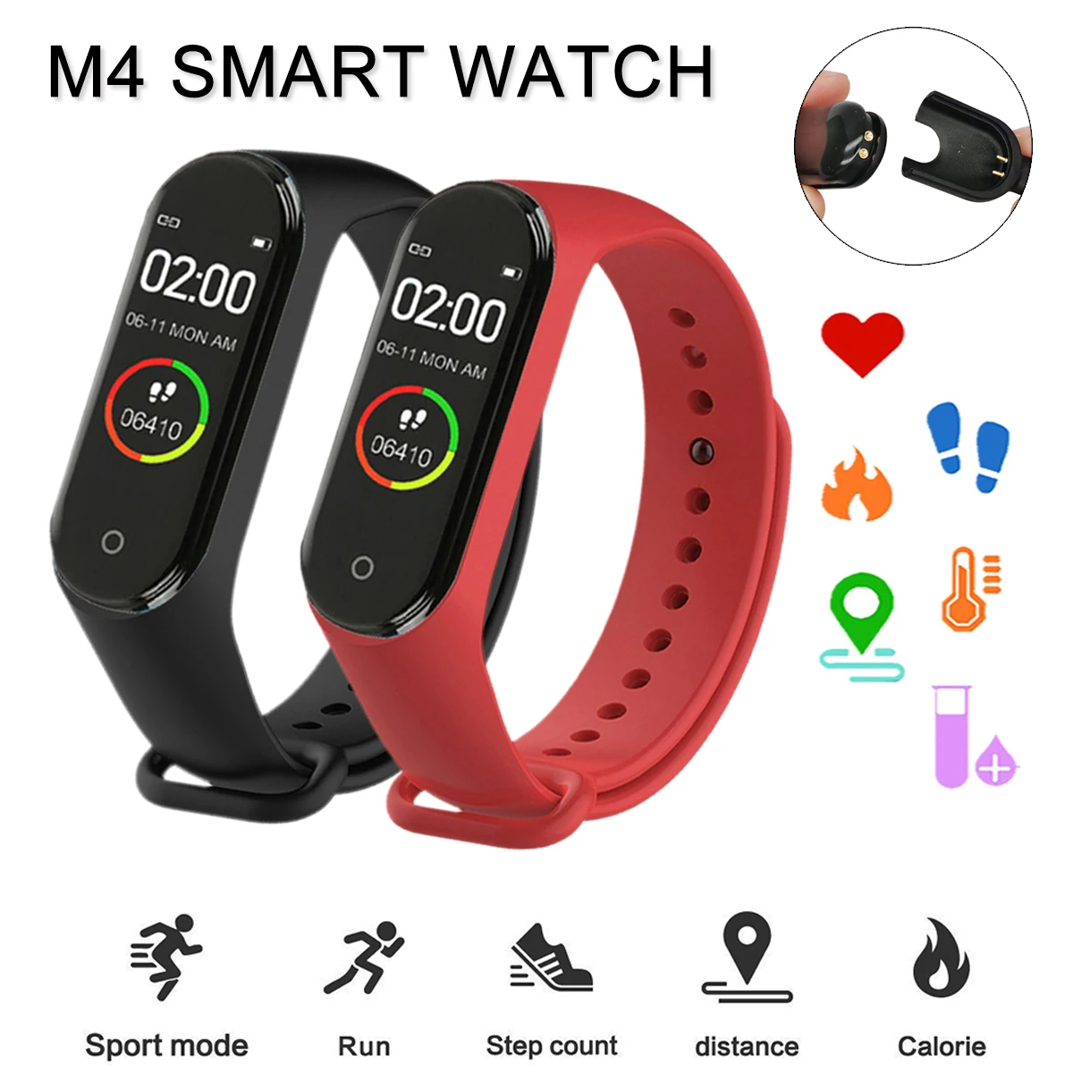 M4 Smart Watch Homens Mulheres ID do Chamador Relógio Despertador Vibração Lembrete de Vestuário Pedômetro Calorias Motion Tracker Digital relógio de Pulso