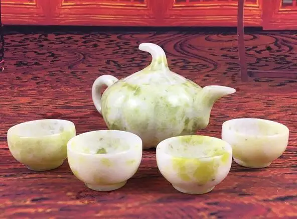 Genuíno, natural de Shaanxi de Lantian jade conjunto de chá de vinho ornamentos de Lantian abóbora pote de chá