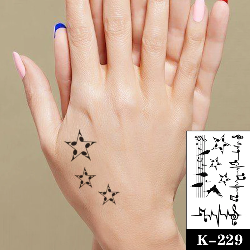 Tatuagem temporária Adesivos Pássaro Preto Engolir Estrelas Wolf Geometria Fake Tattoos Impermeável Tatoos Mão do Braço de Tamanho Pequeno para as Mulheres, Homens