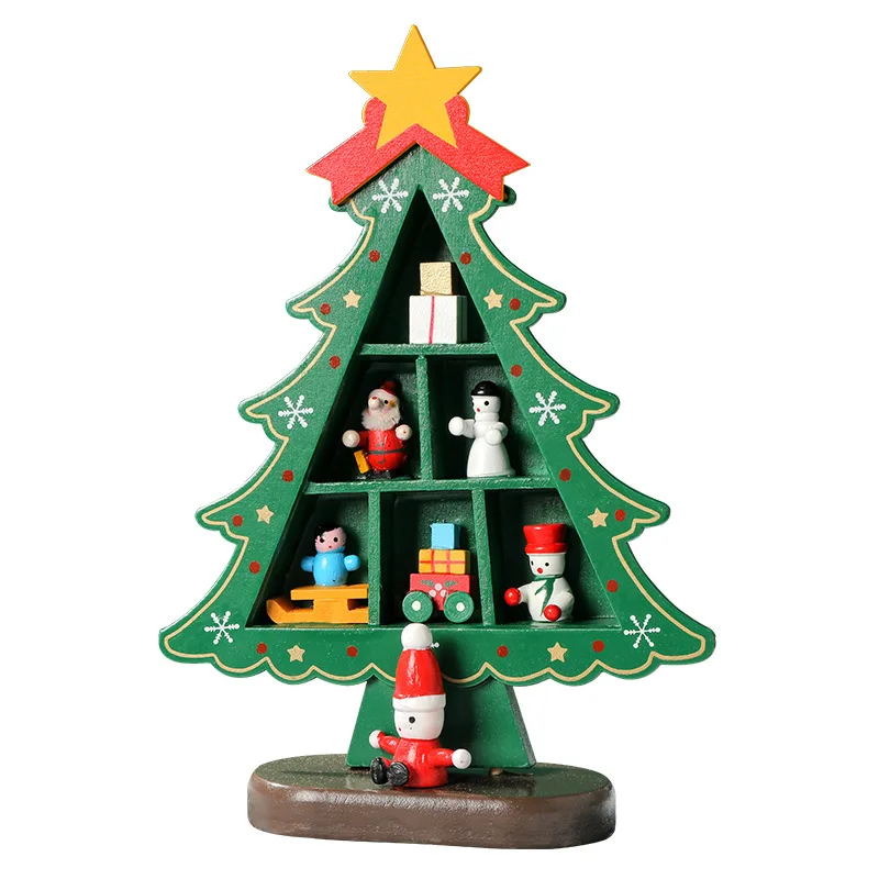 Decorações De Natal Em Casa De Madeira Mini Árvore De Natal De Mesa De Jantar Decorativos Criativos Ornamentos Cena Layout De Presente