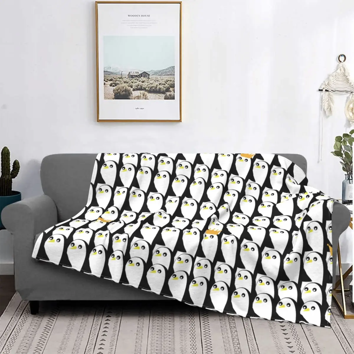 Quadrinhos de desenhos animados lindo Bebê Pinguim Cobertores de Lã Decoração Ultra-Macio Jogar Cobertores para as Camas do Quarto de Pelúcia Fina Colcha