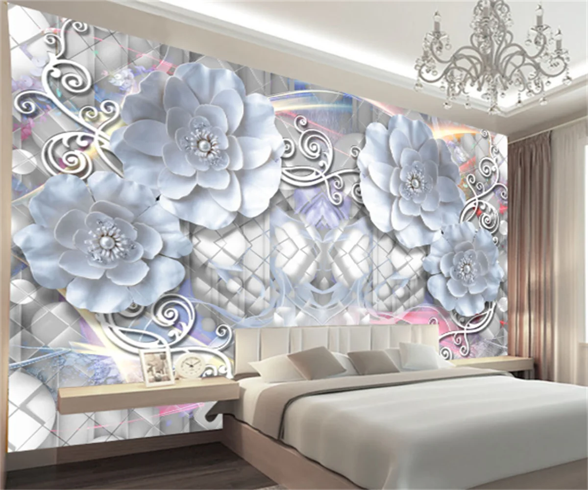 Nordic jóias flor mural TV da sala de estar casa de fundo papel de parede hotel de ferramentas de plano de fundo, pintura de parede personalizado mural de parede