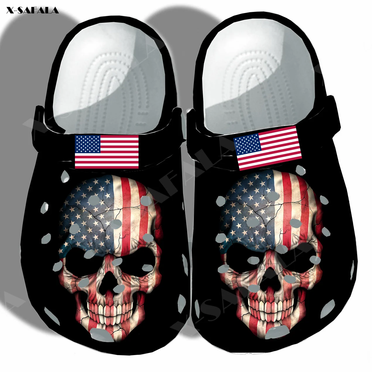Escuro Bandeira Americana Crânio de Impressão 3D Homens Clássicos Tamancos, Chinelos Sapatos EVA Ligtweight Sandálias Coloridas Praia de Verão ao ar livre