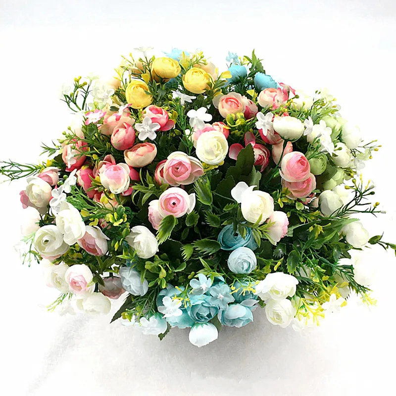 33CM Artificial Rose Bouquet DIY Arranjo de Flor Acessórios Reais Toque de Casamento Flores da Decoração da Mesa de Casa de Decoração de Plantas