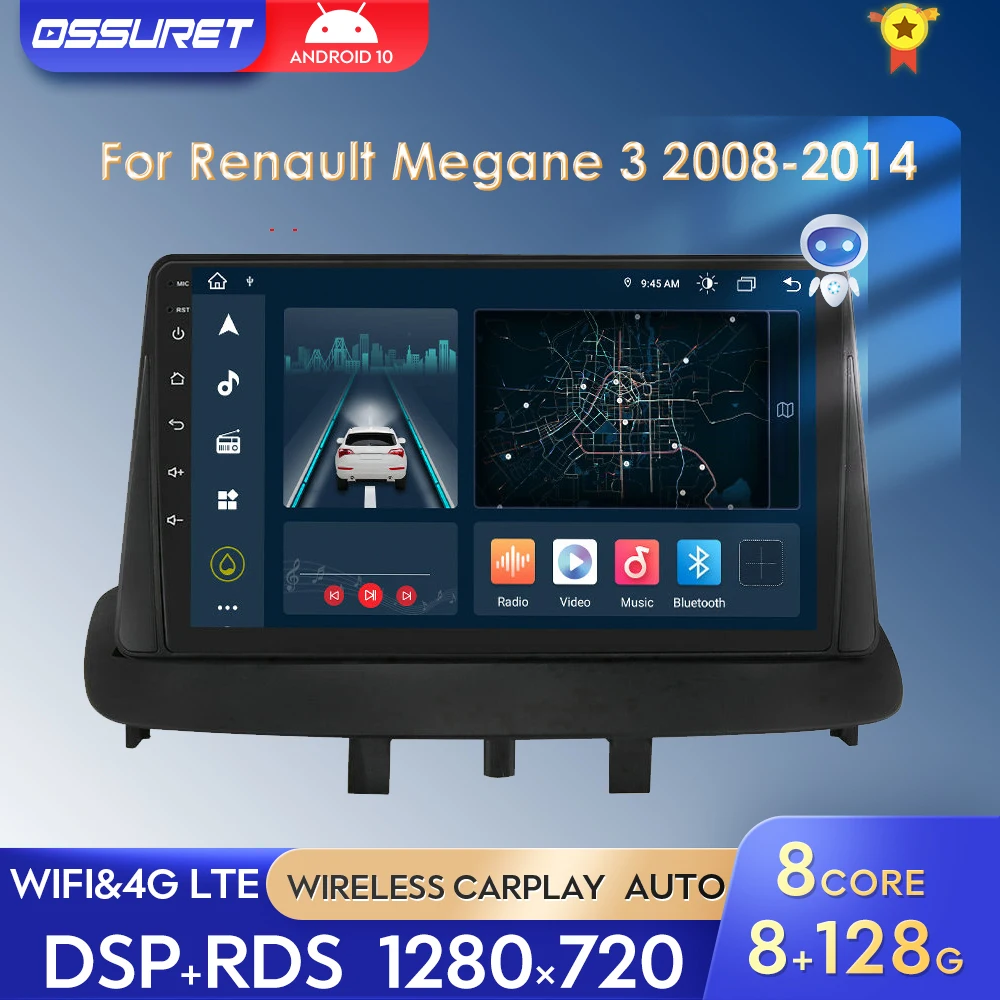 Android 11 autoradio Para Renault Megane 3 2008-2014 Car Multimedia Player 2din Gps Navi bluetooth Estéreo DSP Carplay 9