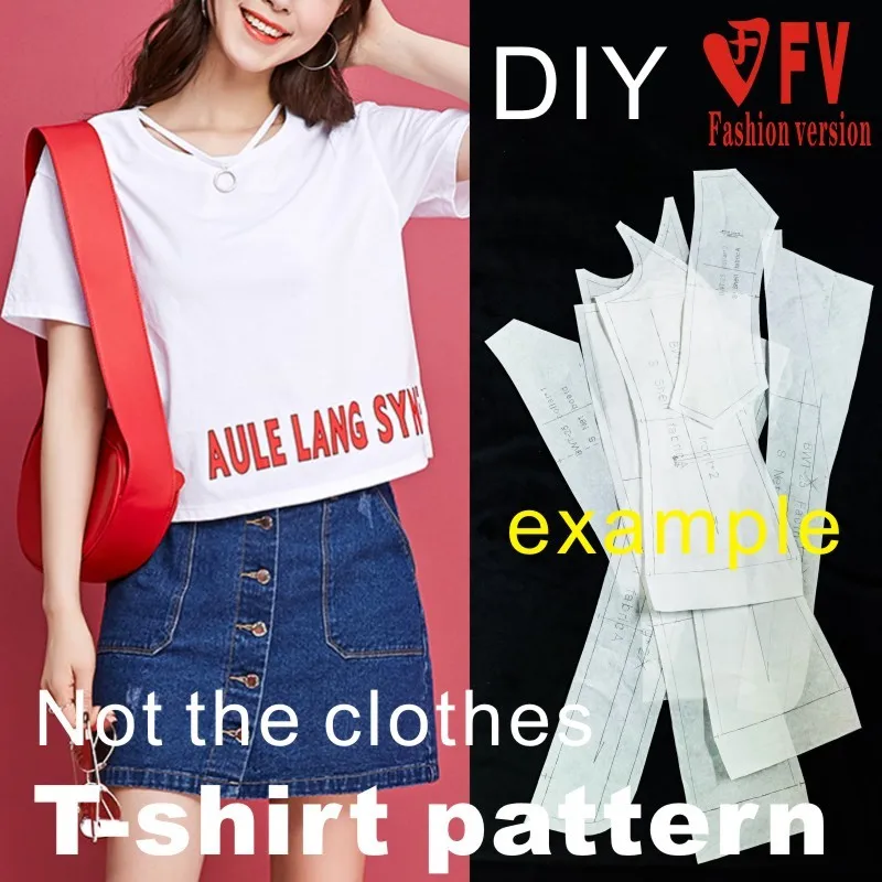 Feminino solo curto estilo T-shirt padrão de manga curta cima fazendo costura desenhos 1:1 a roupa padrão BXS-40
