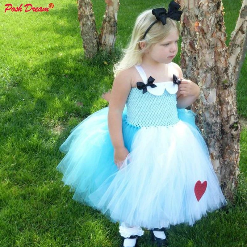 POSH SONHO Crianças Tutu Vestido Tema de Alice Cosplay Fantasia para Crianças Princesa Vestidos de Bebê
