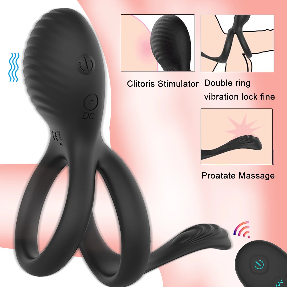 Anel peniano vibrador Massagem de Próstata Brinquedos Sexuais para os Homens Par Galo Anel de Controle Remoto retardar a Ejaculação Estimulação do Clitóris