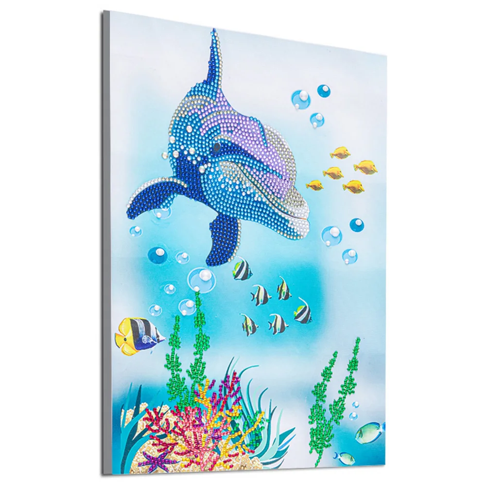 Bordado de diamante de Forma Especial Dolphin Diamante Pintura Rodada Broca de desenhos animados Strass paisagem Subaquática Mundo Decoração de Casa 0