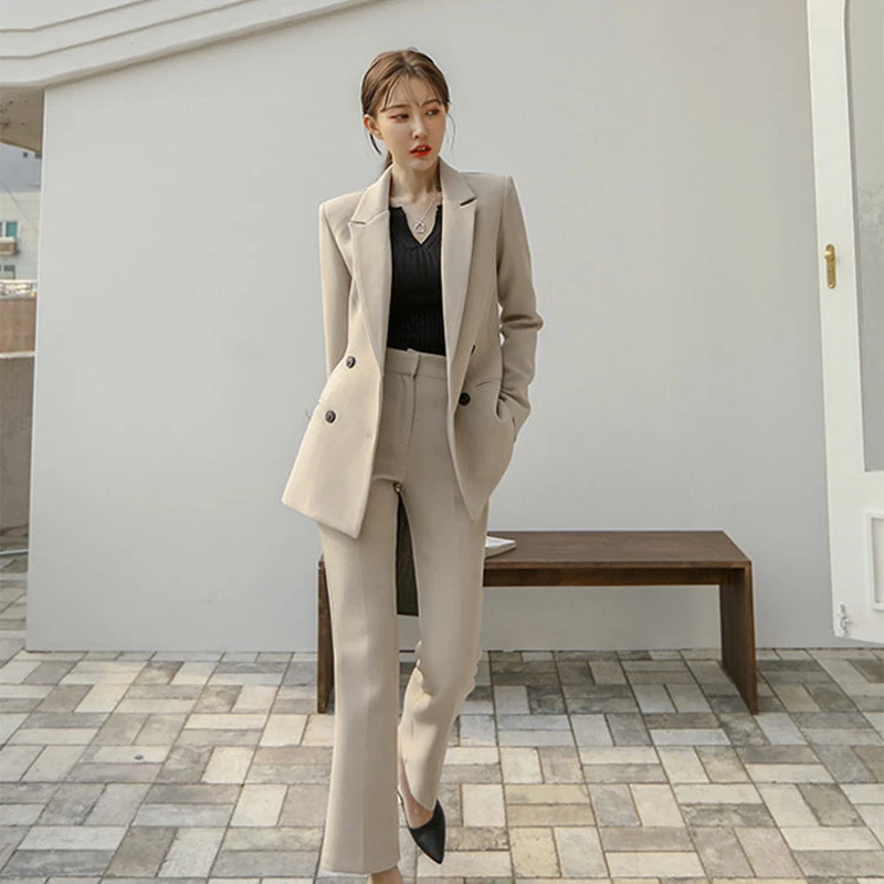 À Venda No Outono, As Mulheres De 4 Cores De Duas Peças De Conjunto De Terno Formal Cintura, Abraçando Suit & Blazer Casual Calça 2021