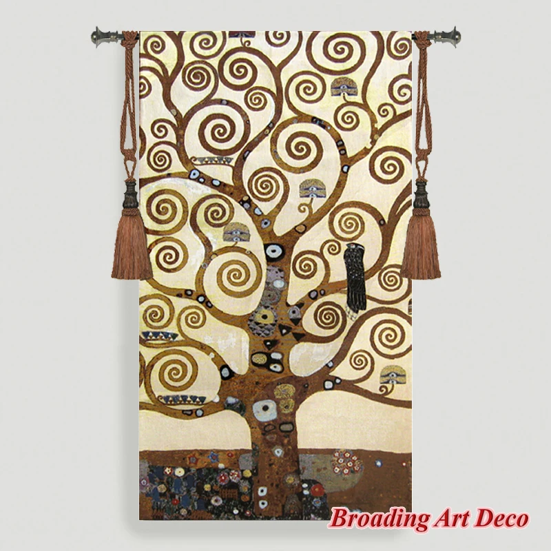 Gustav Klimt Árvore da Vida Tapeçaria Pendurada na Parede do Jacquard Tecer Gobelin Têxteis-Lar a Decoração da Arte do Algodão 100% Grande 137x76cm