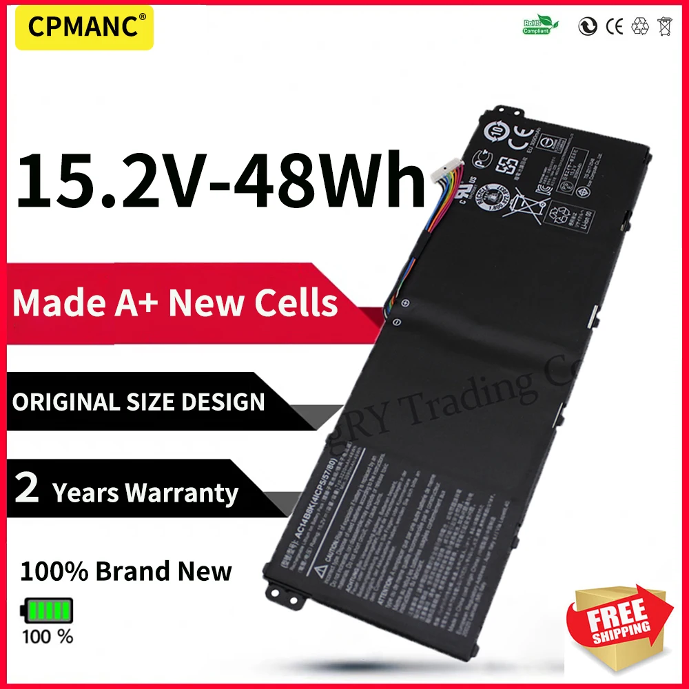 CPMANC AC14B8K Laptop Bateria para ACER Aspire V3-111P CB3-111 CB5-311 B115P NE512 V3-371 V3-111 ES1-711 4ICP5/57/80 Chromebook 0