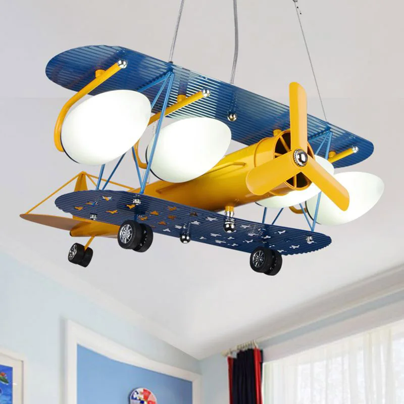 Menino de desenhos animados quarto jardim-de-infância de lâmpadas do teto personalidade criativa Americano de proteção dos olhos de aeronaves Luzes Pingente LX102704