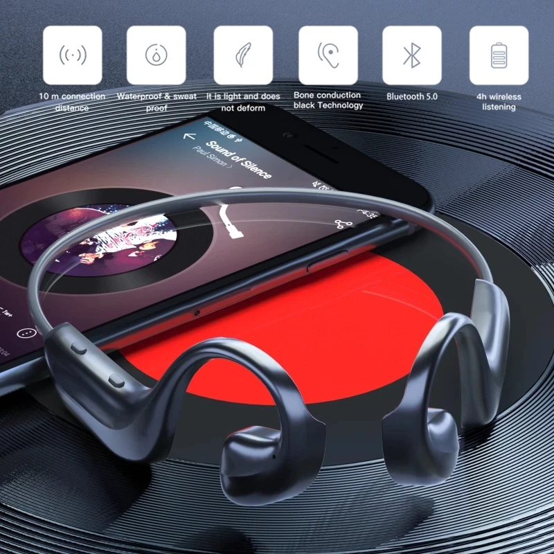 Skynewelec G-100 Bluetooth 5.0 Sem Fio Osso Condução De Fone De Ouvido De Desporto Ao Ar Livre Fone De Ouvido Com Microfone De Mãos-Livres Fones De Ouvido Quente 2