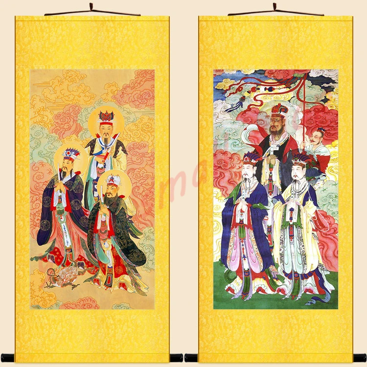 San Guan, o grande imperador de deus pintura, templo baiyun versão retrato, Taoísta pintura decorativa, rolo de seda de suspensão paintin