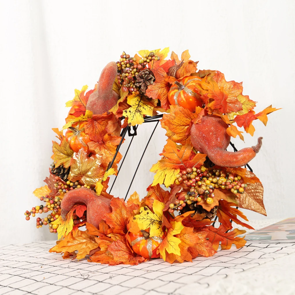 Colheita de outono Rodada de Abóbora Grinalda a Grinalda de 45 cm da Parede Decoração de ação de Graças