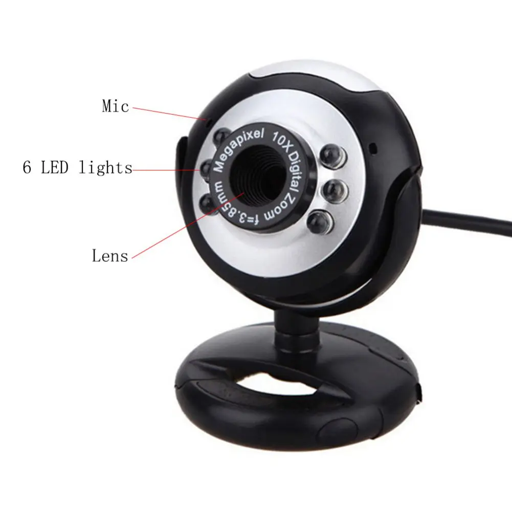 HD 5MP 800x600 Webcam de 1,3 MP 6 da Noite do DIODO emissor de Luz Construído-no Microfone Clip Microsoft Webcam Webcam para Desktop do PC Portátil 3