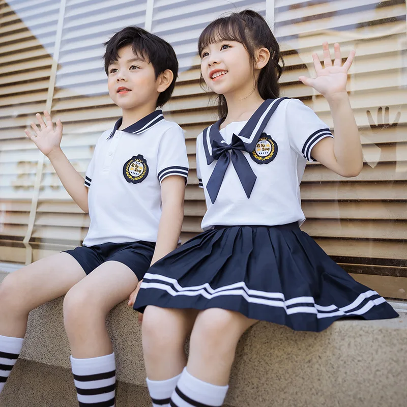 Estudantes da Escola primária Desgaste Uniforme da Escola Nova jardim de Infância Marinheiro Uniforme Escolar de Meninos Meninas rapazes raparigas JK Conjuntos de Uniformes