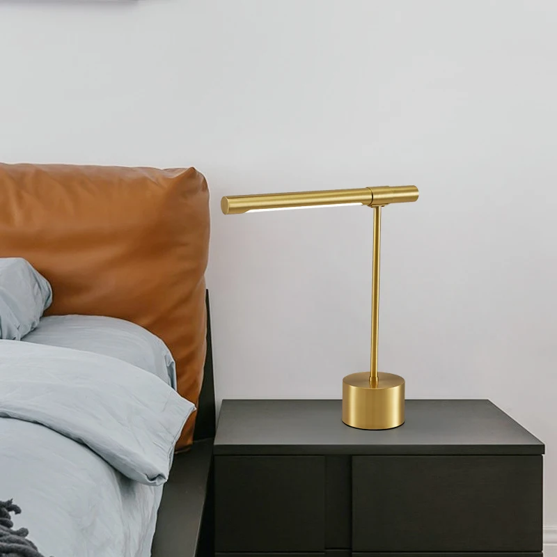 DLMH Moderna de Bronze da Lâmpada de Mesa LED Criativo Preto Simples, Cama, Mesa de Luz Para a Home Sala Quarto Decorar 1