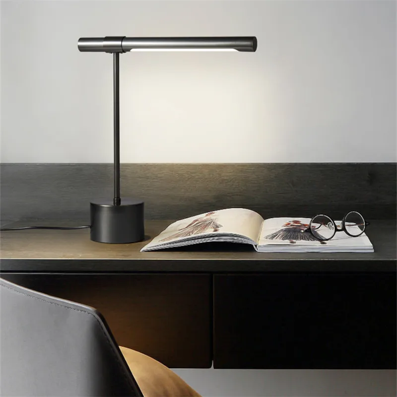 DLMH Moderna de Bronze da Lâmpada de Mesa LED Criativo Preto Simples, Cama, Mesa de Luz Para a Home Sala Quarto Decorar 2