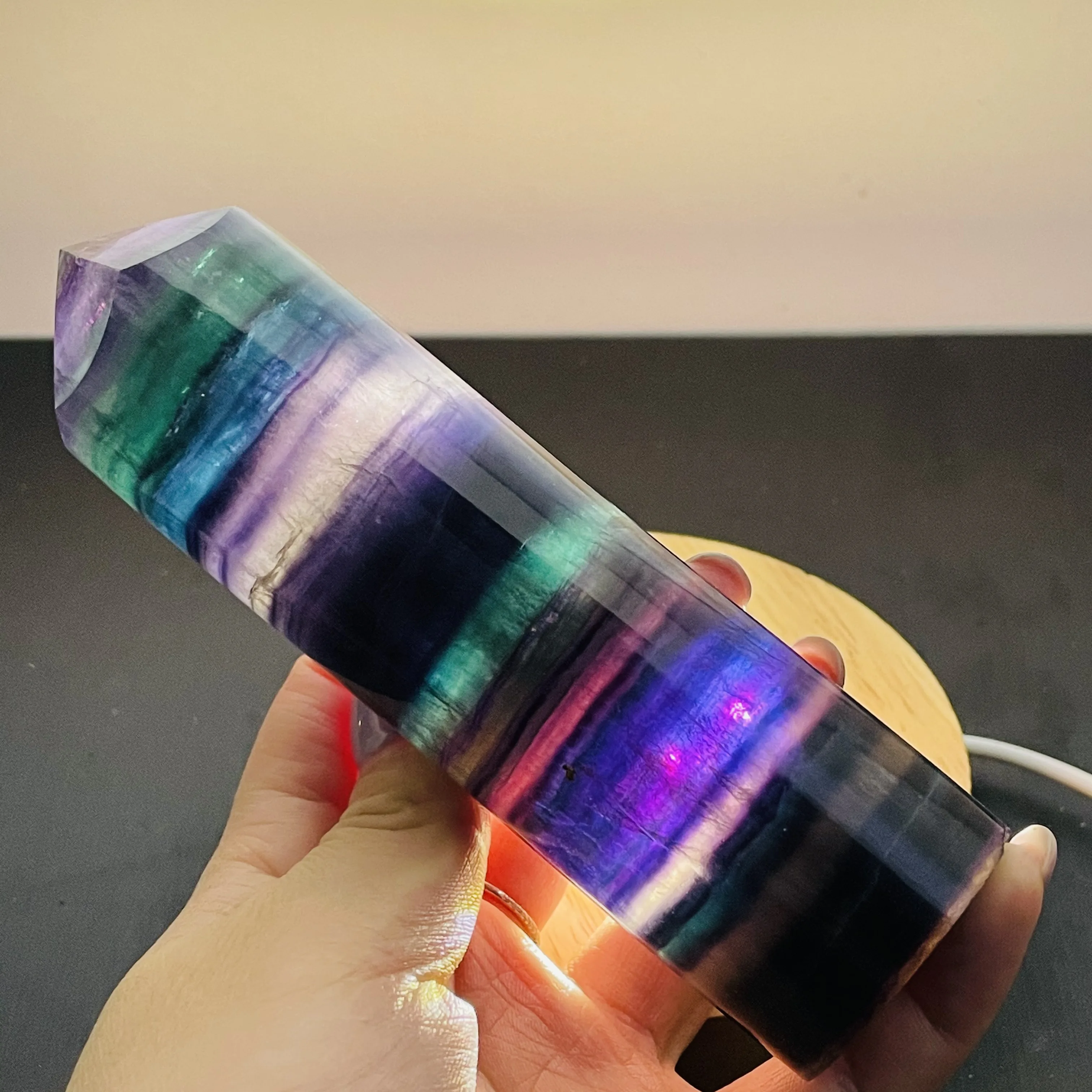 Natural Do Arco-Íris Multi-Nível Fluorite De Cristal De Quartzo Obelisco Cura Decoração
