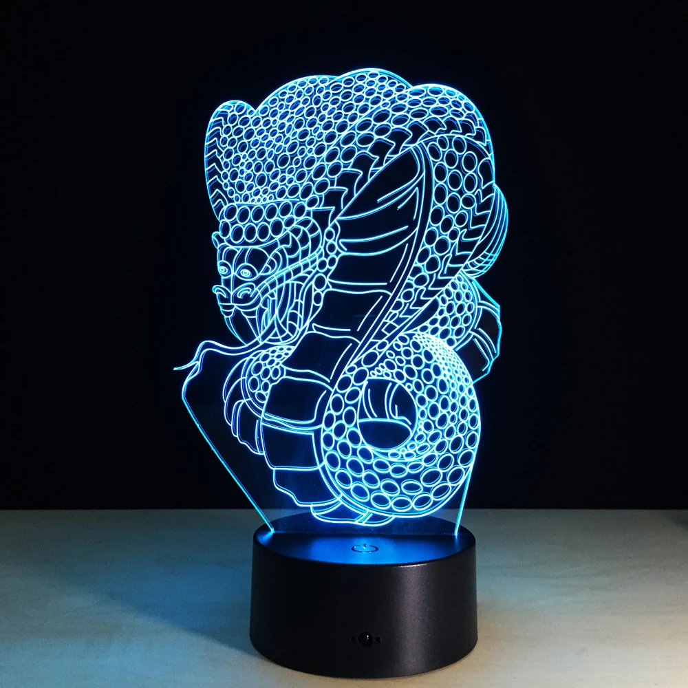 Cartoon Snake 3D da Noite do DIODO emissor de Luz de Acrílico Colorido Gradiente Atmosfera de luz Com Cabo USB Crianças de Bebê, Quarto abajur GX105