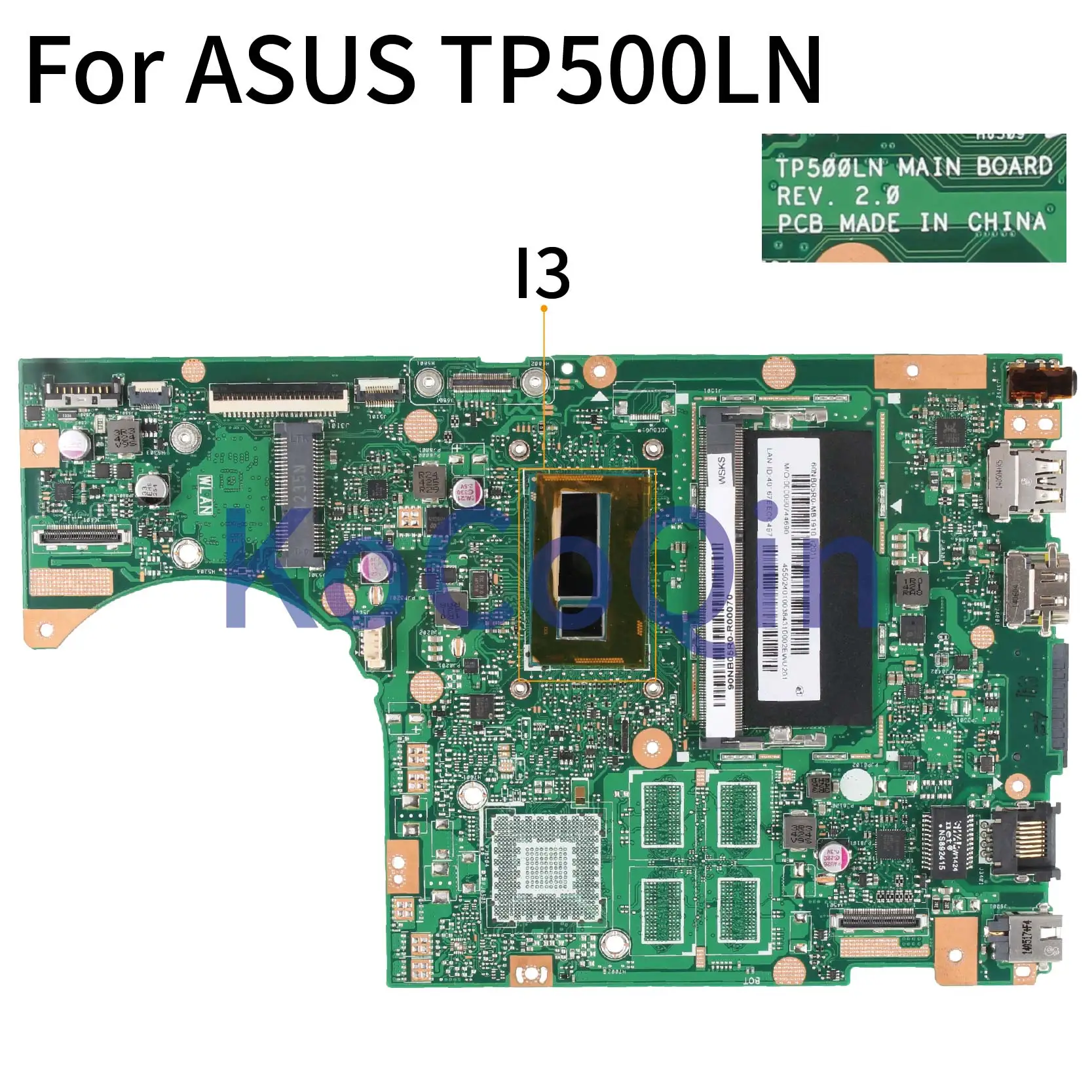 KoCoQin Laptop placa-mãe Para ASUS TP500LN placa-mãe REV.2.0 com o cpu i3 0