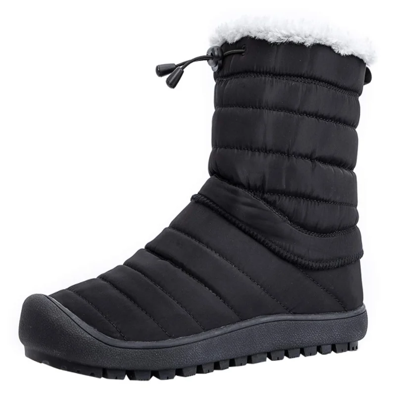 Pai-filho Mulheres homens Sapatos Quentes de Pele de veludo Ankle Boots Feminina Deslizamento No Plano Calçados Impermeáveis Desmontagem de Neve