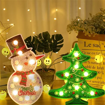 2021 Diy Diamante Pintura DIODO emissor de Luz de Modelagem 5D Boneco de neve Decoração da Árvore de Natal da Noite de Luz Cheia de Diamantes de Natal Decorar