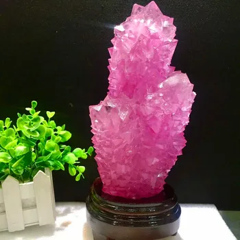 2203g Brasil subiu pedra de cristal de artesanato (alúmen de cristal artificial de cristal de pedra de cristal rosa de cluster 0
