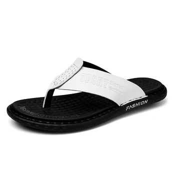 Homens Sandálias de Verão Novos Sapatos de Praia Desgaste Flip-Flops Tendência coreano de Moda ao ar livre Macio, com solado de Chinelos Chinelos de Couro Homens