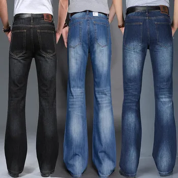 Jeans Para Homens Mens Modis Grande Jeans Boot Cut Perna Queimado Ajuste Solto Cintura Alta Masculino Designer De Jeans Clássico