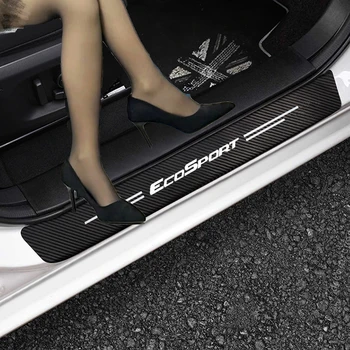 Para Ford Ecosport 2012 2013 2014 2015 2016 2017 2018 2019 2020 4Pcs de Fibra de Carbono Adesivos de carros Porta Automática de Limite de Peitoril