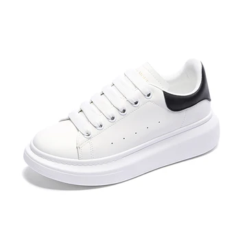 Sapatos femininos macio e Confortável-sola de sapato branco Grosso com sola resistente ao desgaste lace-up tênis sapatos Grandes 0