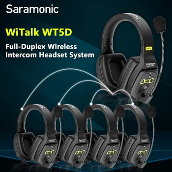WiTalk WT5D Full Duplex de Intercomunicação sem Fio Fone de ouvido do Sistema 1-a-4 400M Transferências Remoto de Ouvido Fone de ouvido com Microfone para o Cinema