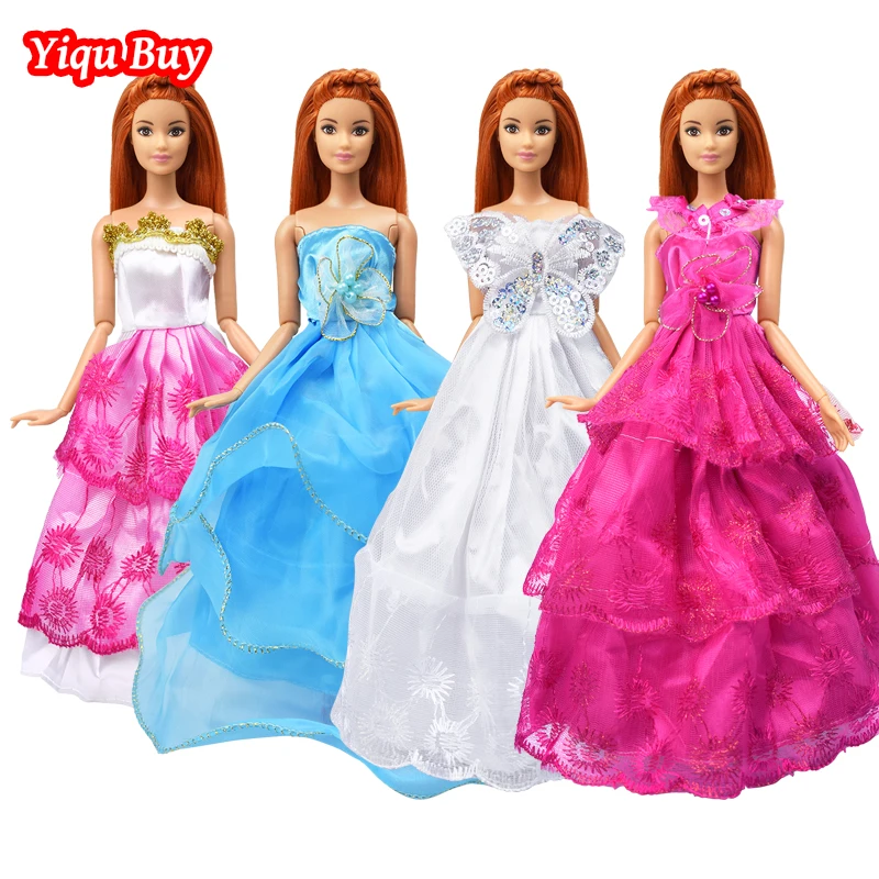 10 Pcs/conjunto (4 Vestido+6 Colar) o Vestido de Casamento Vários Estilos de Vestido de Noite Vestido de Princesa para 12 Polegadas Boneca Acessórios de Brinquedos de Menina
